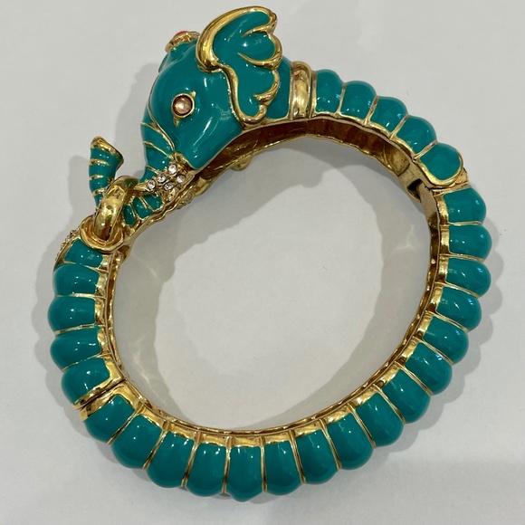 Rare Kenneth Jay Lane Raj Teal Elephant Clamper Bracelet
, EUC - Picture 15 of 16